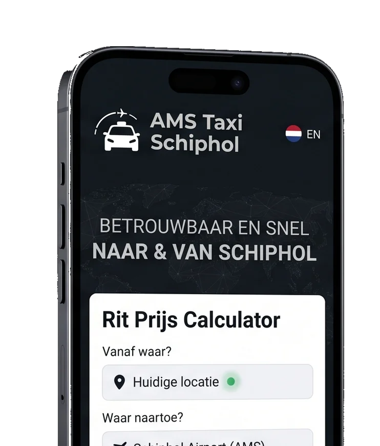 De AMS Taxi-app met de ritprijscalculator